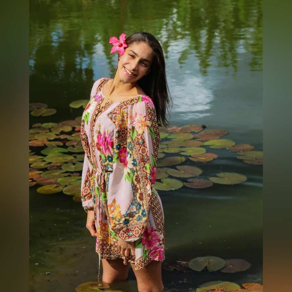 FARM Rio Tropical Floral Mini Dress - Pink and Green